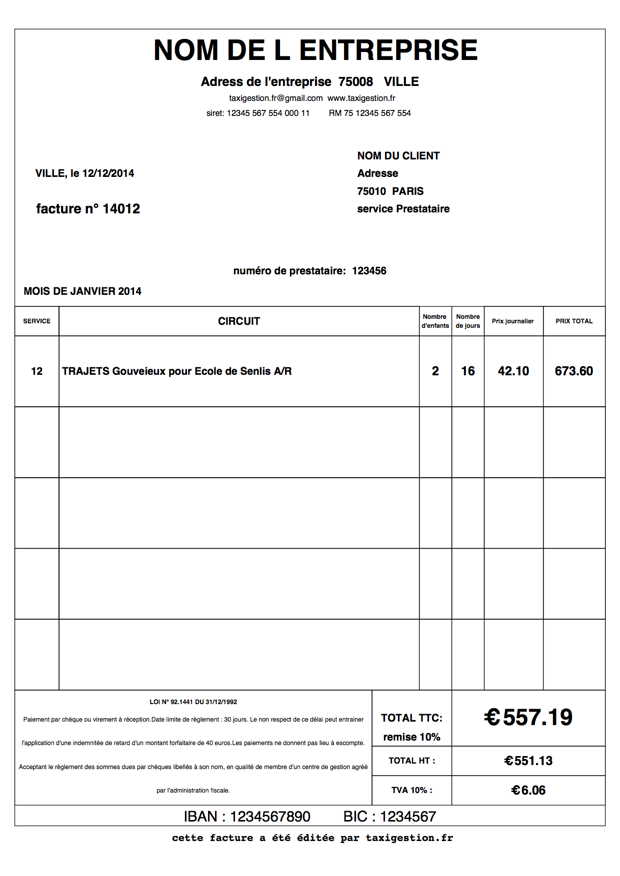 Carnets de factures taxi - Carnets transports sanitaires et taxis